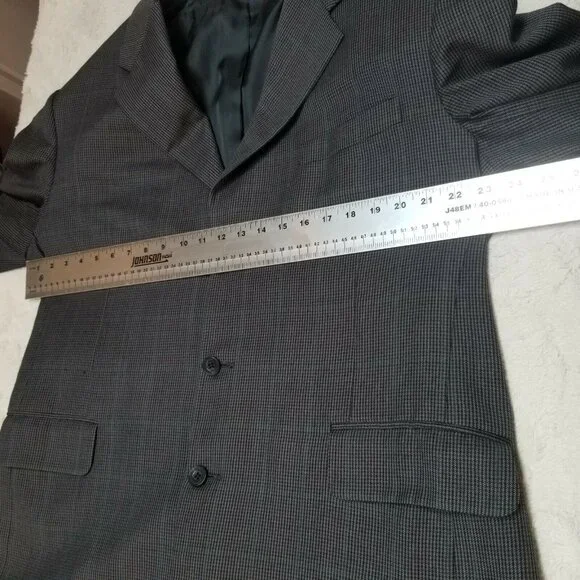 Filo A Mano Hand Tailored John Powers Mens 3-Button Blazer Jacket Business Black